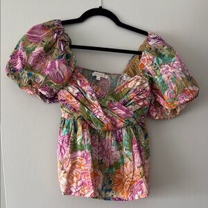 Love The Label Floral Puff Sleeve Top